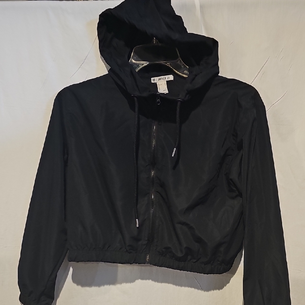 Forever 21 Black Bomber Jacket with Hood